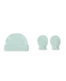 Set gorrito - manoplas bebe Happy verde